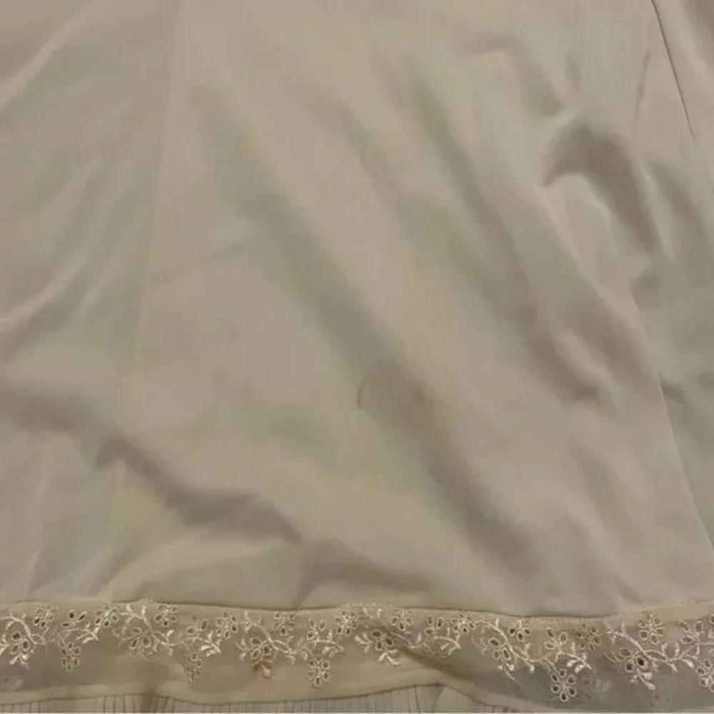 Vintage Cream Lace Pleated Ruffle Slip Dress - Picture 2 of 6